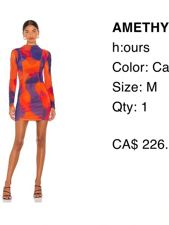h:ours Purple & Orange Abstract Long-Sleeve Mini Dress - Picture 1 of 3